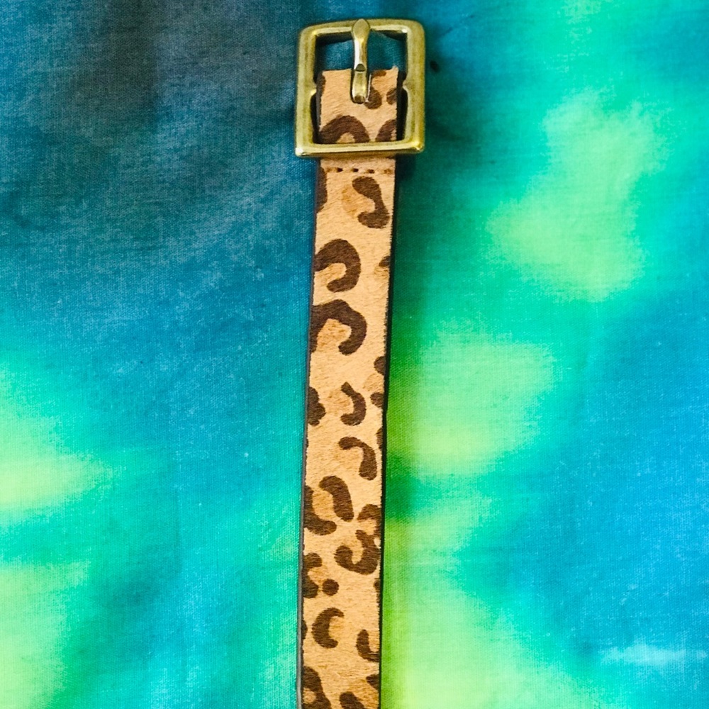 genuine leather, faux fur Leopard belt